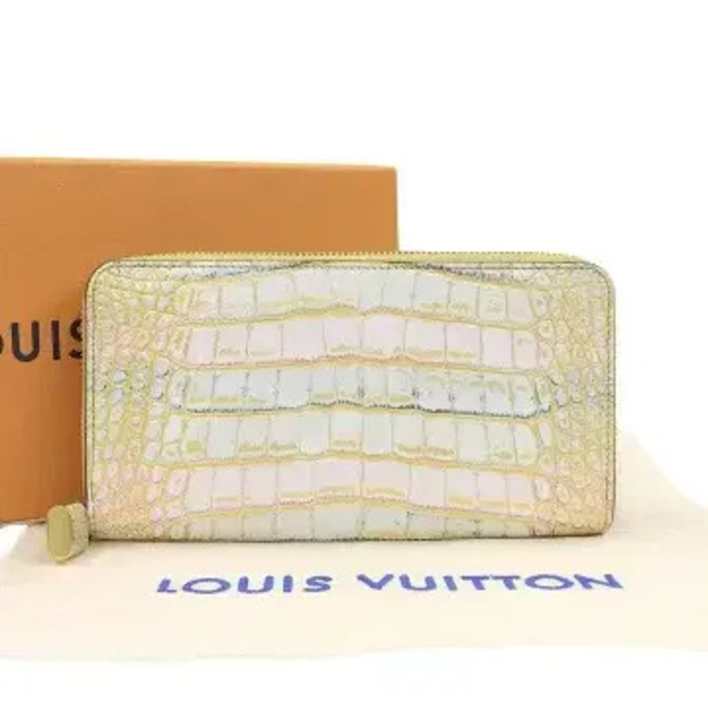 Louis Vuitton Zippy Wallet Gradient Round Zipper Long Leather White Tan
